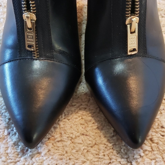 MARC JACOBS black leather ankle wedge boots w zippers - Picture 6 of 8